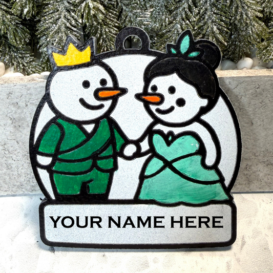 Royal Bayou Couple Snowman Ornament—Personalize