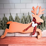 Magical Reindeer w/Buffalo Check Scarf Planter Stake Topper