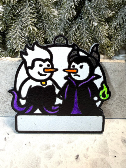 Enchantress & Sea Witch Villain Snowman Ornament—Personalize
