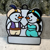 Arabian Nights Royal Couple Snowman Ornament—Personalize