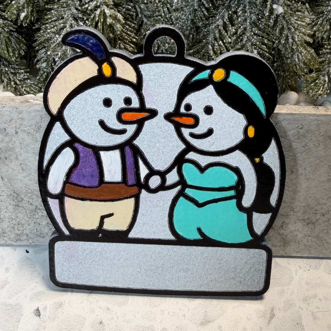 Arabian Nights Royal Couple Snowman Ornament—Personalize