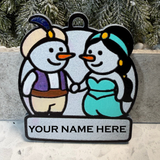 Arabian Nights Royal Couple Snowman Ornament—Personalize