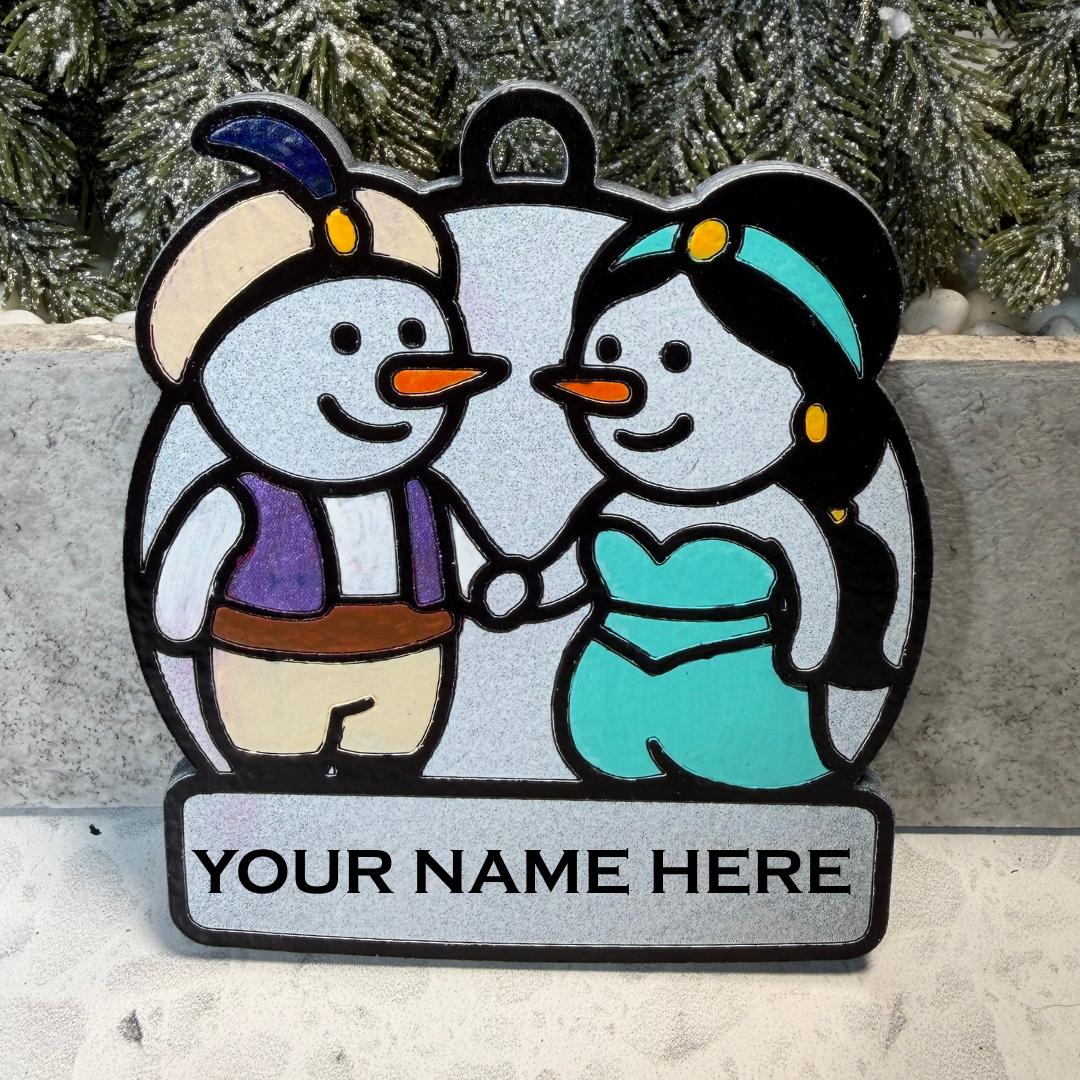 Arabian Nights Royal Couple Snowman Ornament—Personalize