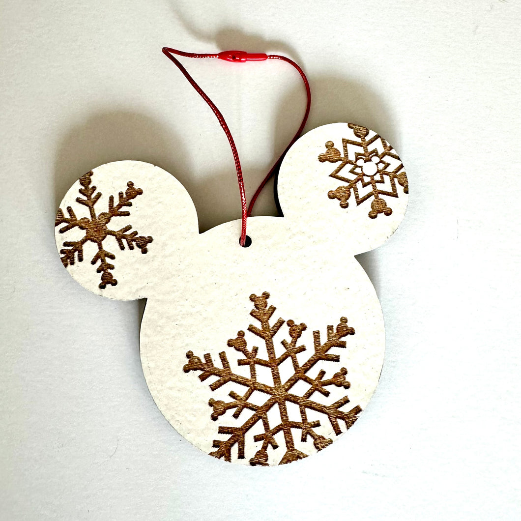 White Snowflake Mouse Christmas Ornament