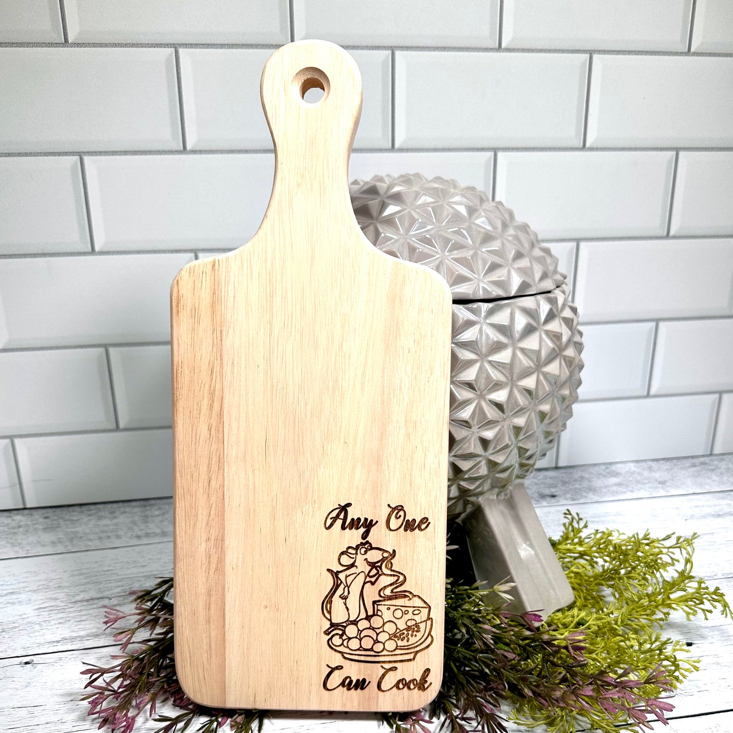 Anyone Can Cook Wooden Bread / Charcuterie Cutting Board with Handle