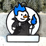 Blue Flame Snowman Villain Ornament—Personalize