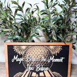 Magic Begins Space Icon Framed Wall Sign