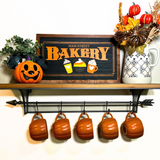 Original Fall Main Street Bakery | Black Background Framed Halloween Sign
