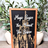 Magic Begins Castle Icon Framed Wall Sign