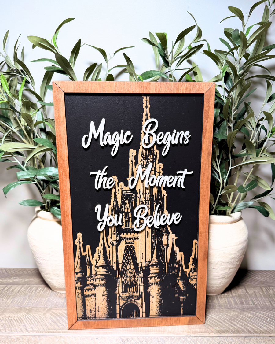 Magic Begins Castle Icon Framed Wall Sign