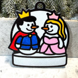 Royal Slumber Snowman Couple Ornament—Personalize