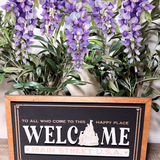 To All Who Come To This Happy Place Welcome Main St. USA | Castle Icon Welcome Framed Sign