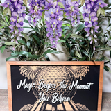 Magic Begins Space Icon Framed Wall Sign