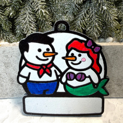 Mermaid’s Dream Snowman Duo Ornament—Personalize