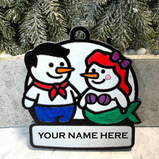 Mermaid’s Dream Snowman Duo Ornament—Personalize