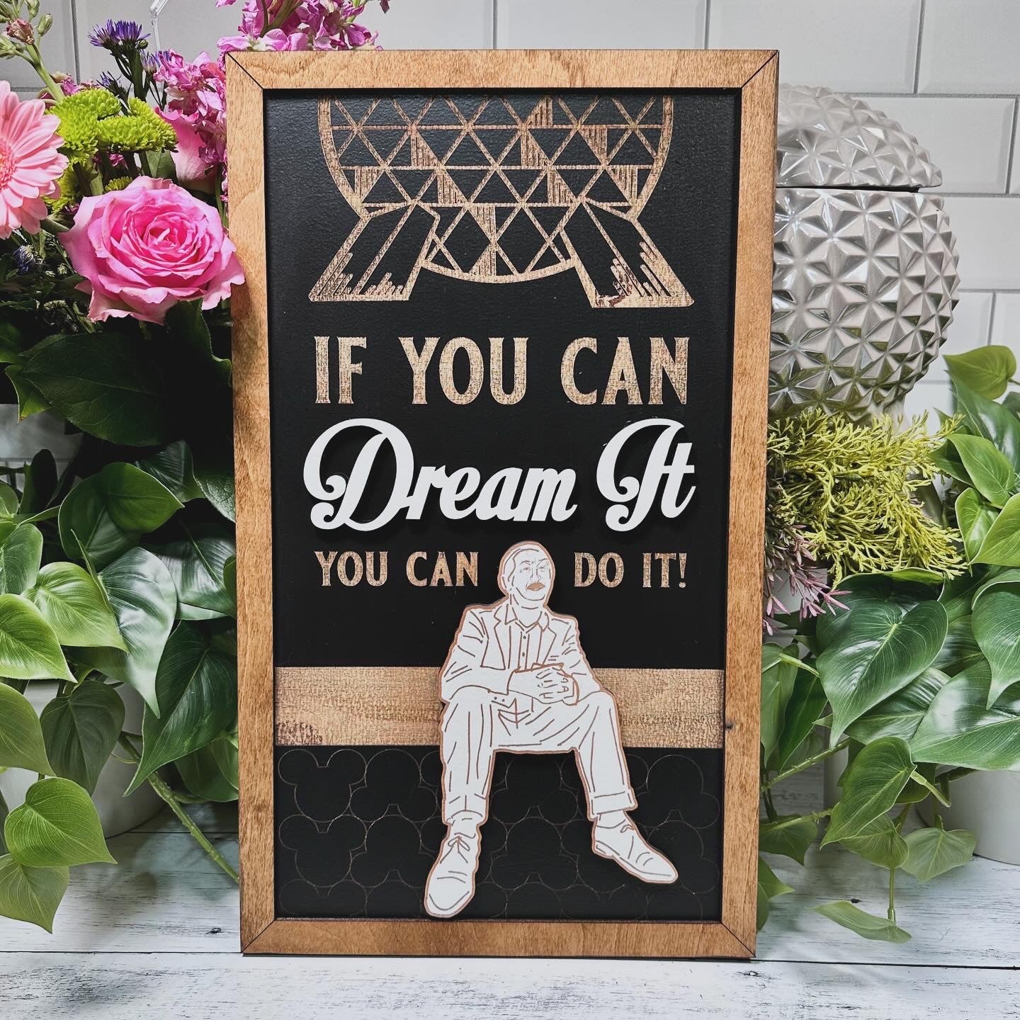 Dream It Park-Inspired Framed Sign | Wooden Wall Art & Handmade Home Decor | 10.9in x 18.5in