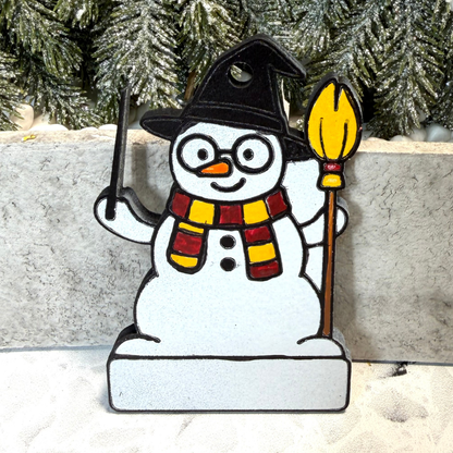 Wizard House Colors Snowman Ornament—Personalize