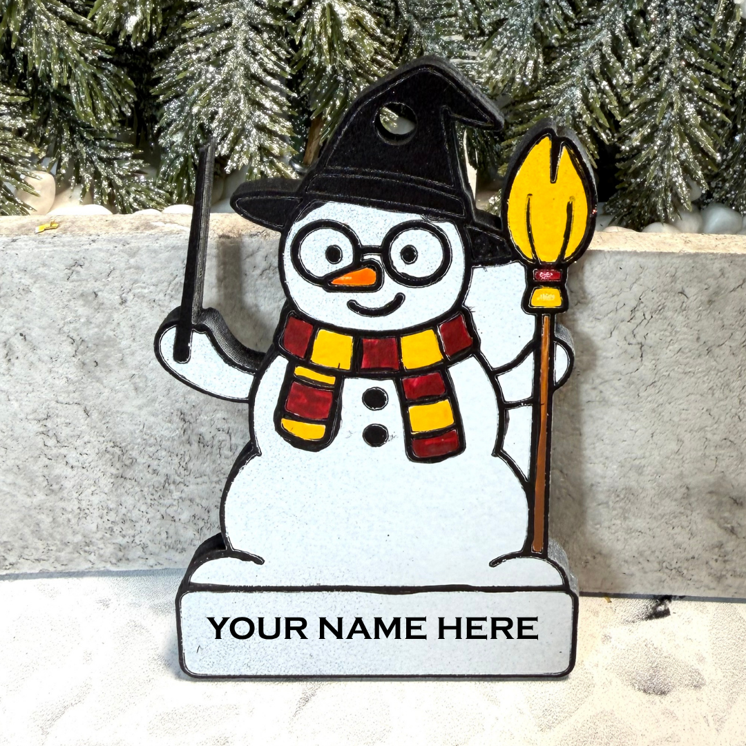 Wizard House Colors Snowman Ornament—Personalize
