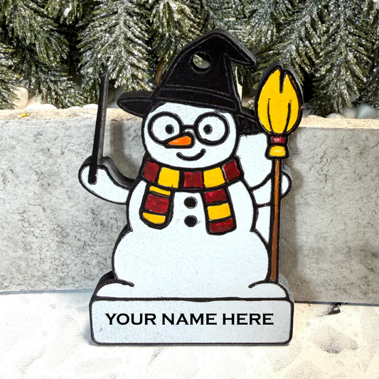 Wizard House Colors Snowman Ornament—Personalize
