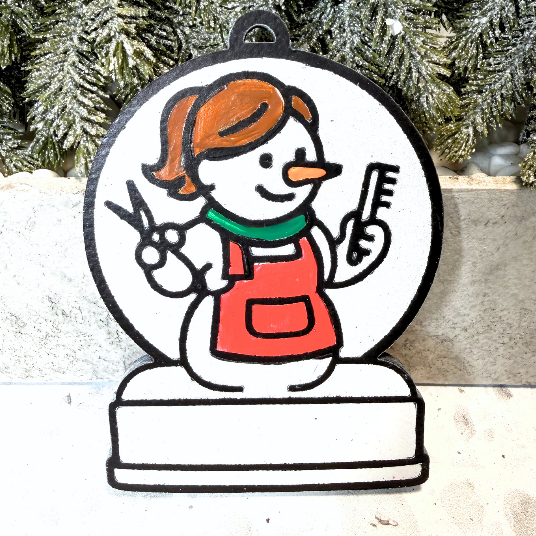 Enchanting Hairstylist Snowman Ornament—Customizable