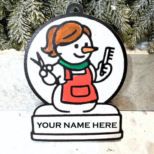 Enchanting Hairstylist Snowman Ornament—Customizable
