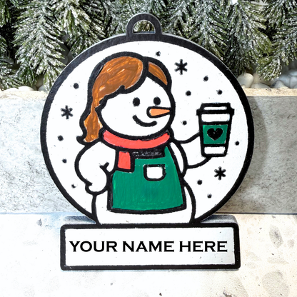 Magical Barista Snowman Ornament—Customizable