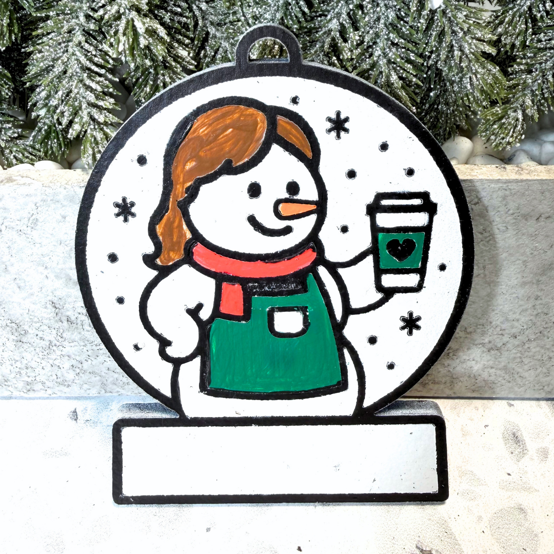 Magical Barista Snowman Ornament—Customizable