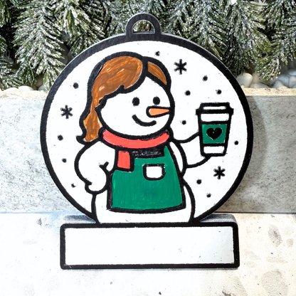 Magical Barista Snowman Ornament—Customizable