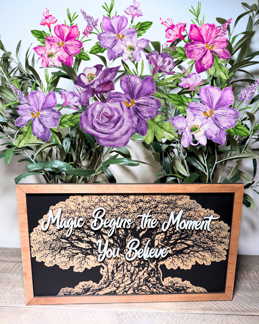 Magic Begins Tree Icon Framed Wall Sign