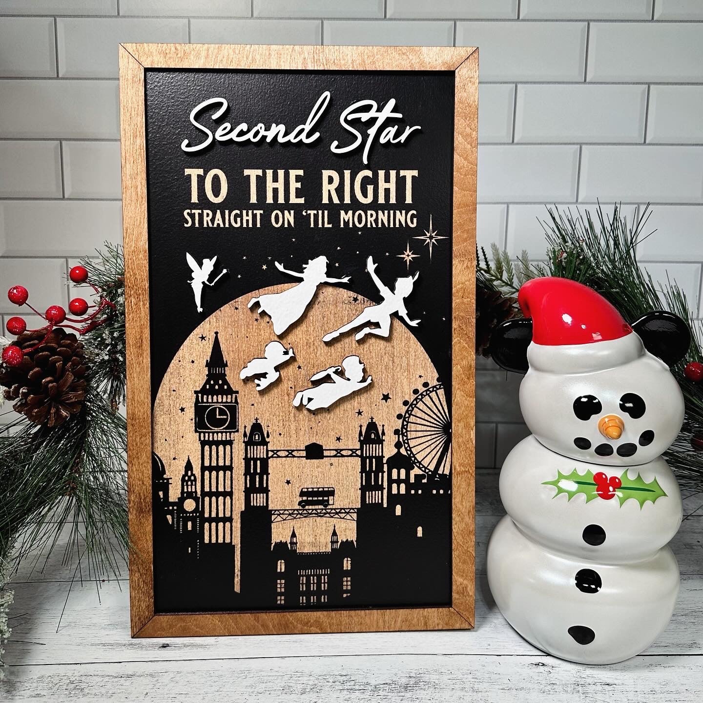 Second Star To The Right Straight On 'Til Morning | London Skyline Framed Sign - Handmade by JRW Design Co.