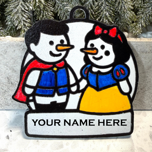 Snow Princess & Noble Prince Snowman Ornament—Personalize