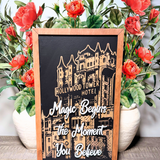 Magic Begins Hotel Icon Framed Wall Sign