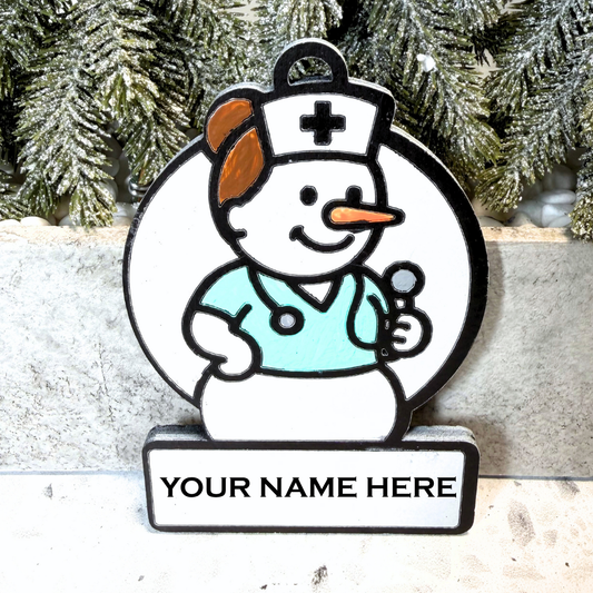 Enchanting Medical Professional Snowman Ornament—Customizable
