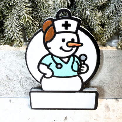 Enchanting Medical Professional Snowman Ornament—Customizable