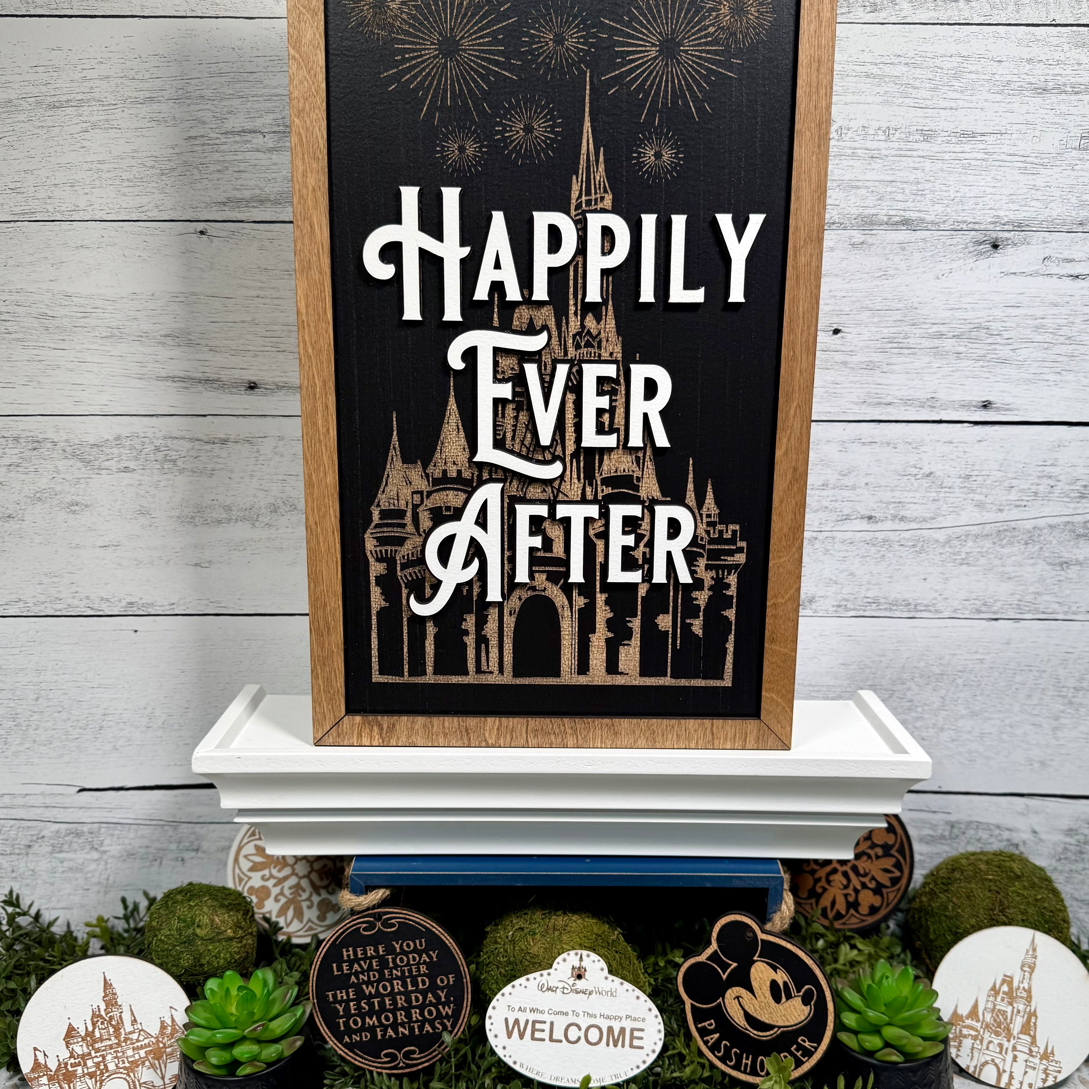 Happily Ever After | Castle Fireworks Lyrics Vertical Framed Sign - Handmade by JRW Design Co.