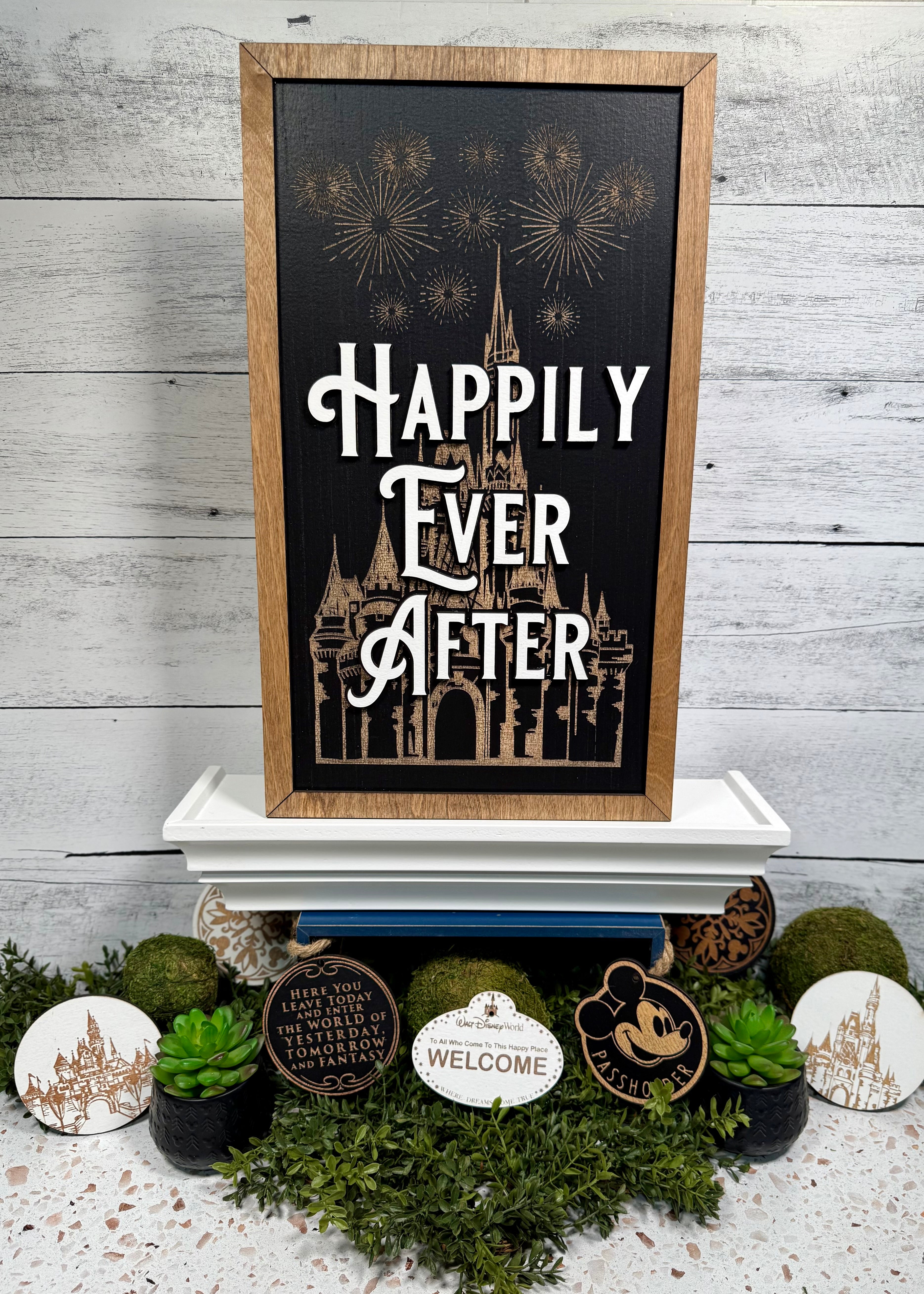 Happily Ever After | Castle Fireworks Lyrics Vertical Framed Sign - Handmade by JRW Design Co.