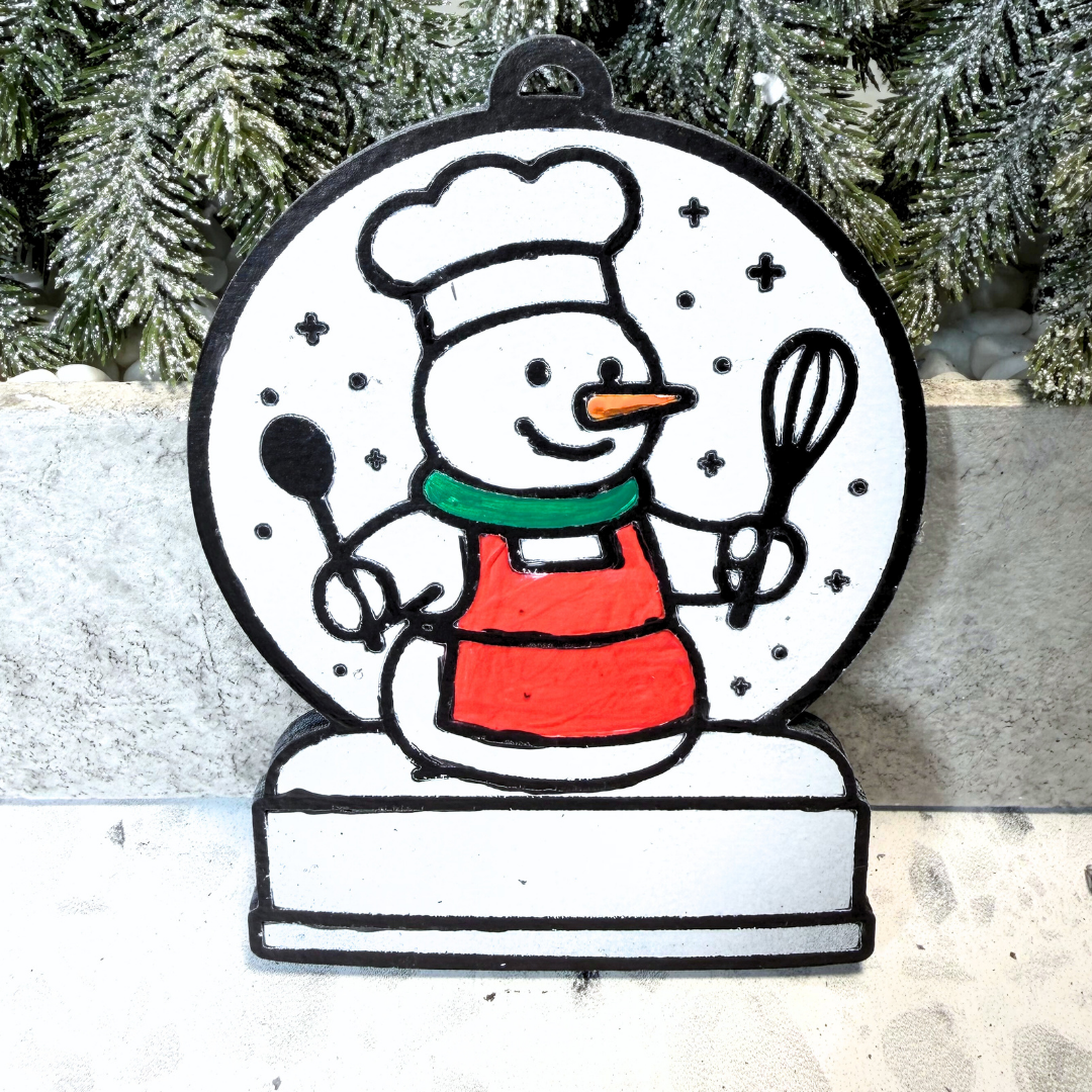 Magical Boy Chef Snowman Ornament—Customizable