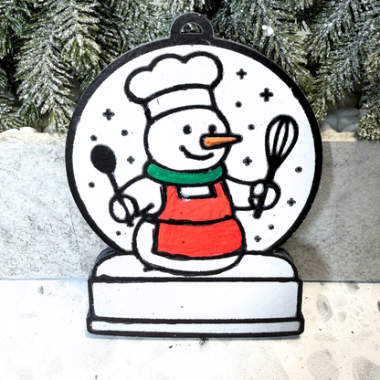 Magical Boy Chef Snowman Ornament—Customizable