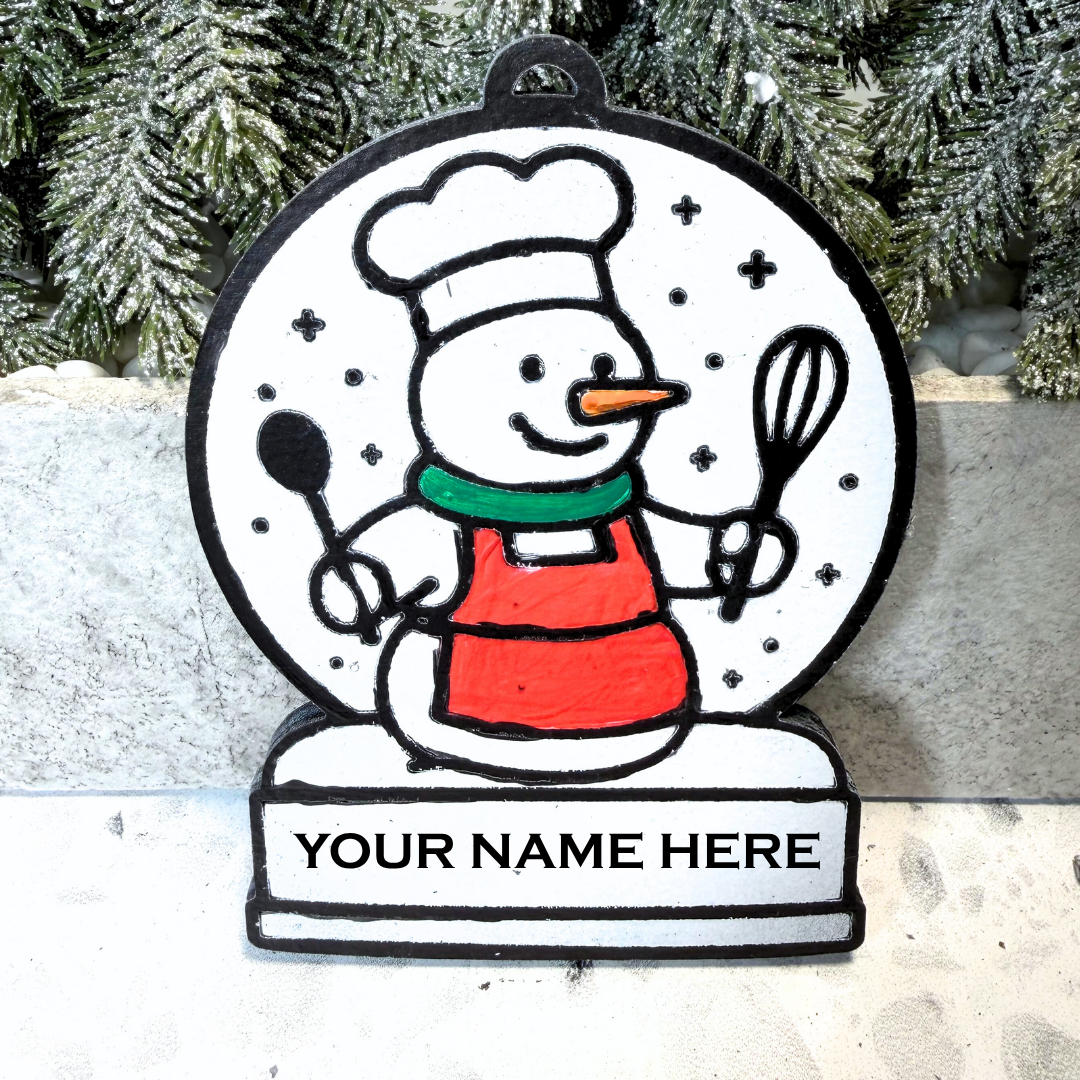 Magical Boy Chef Snowman Ornament—Customizable