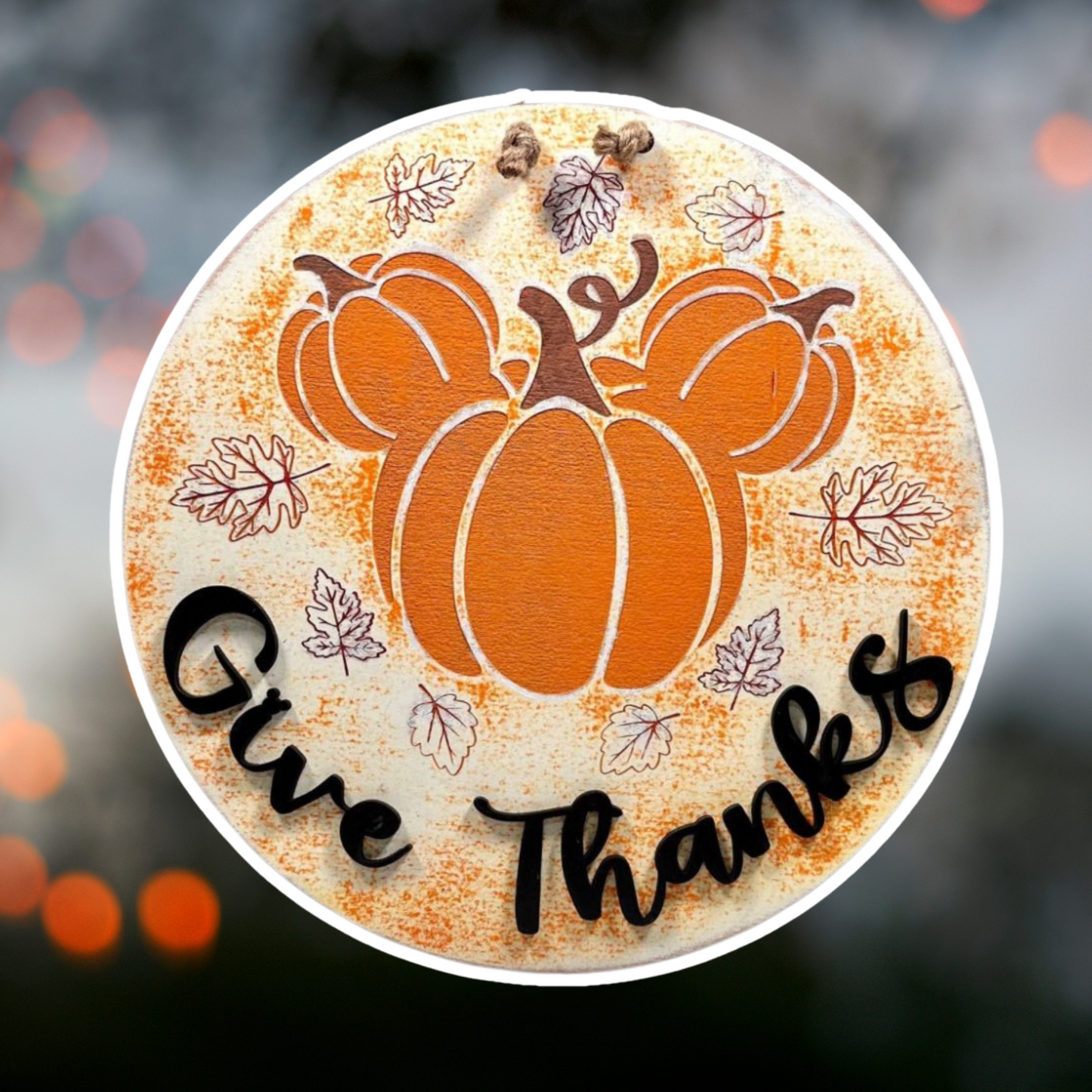 Give Thanks Fall Round Sign