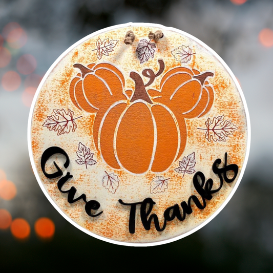 Give Thanks Fall Round Sign