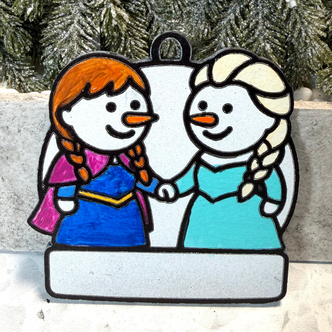 Royal Snow Sisters Snowman Ornament—Personalize