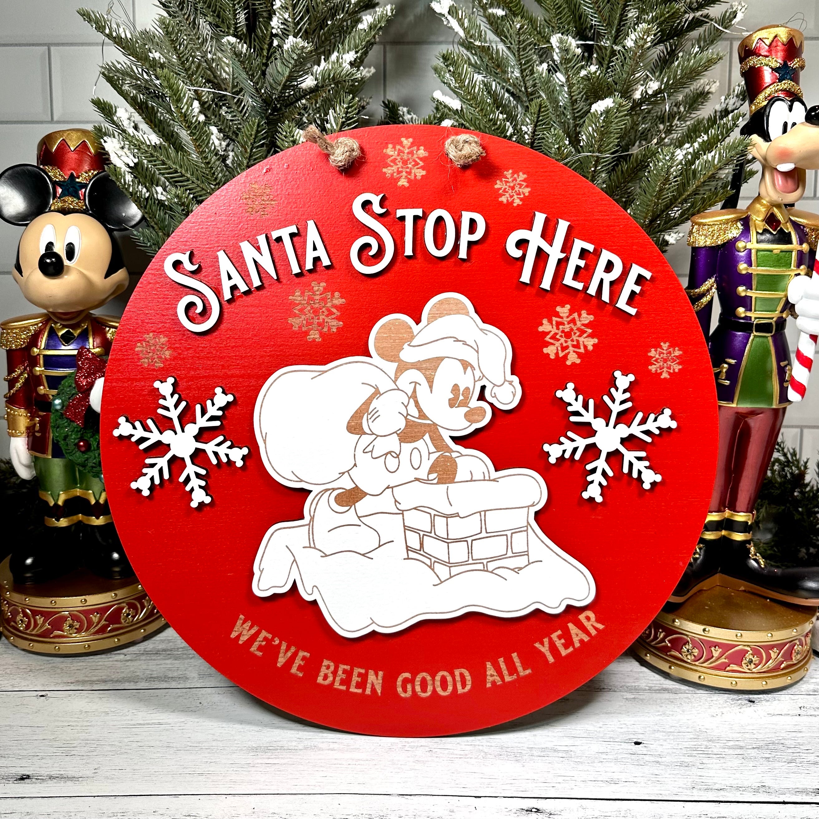 Santa Stop Here Christmas Round, alternate view