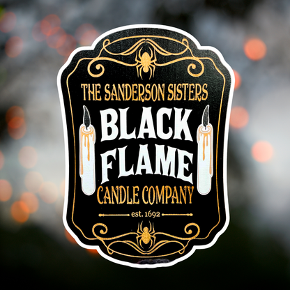 Black Flame Candle Sign