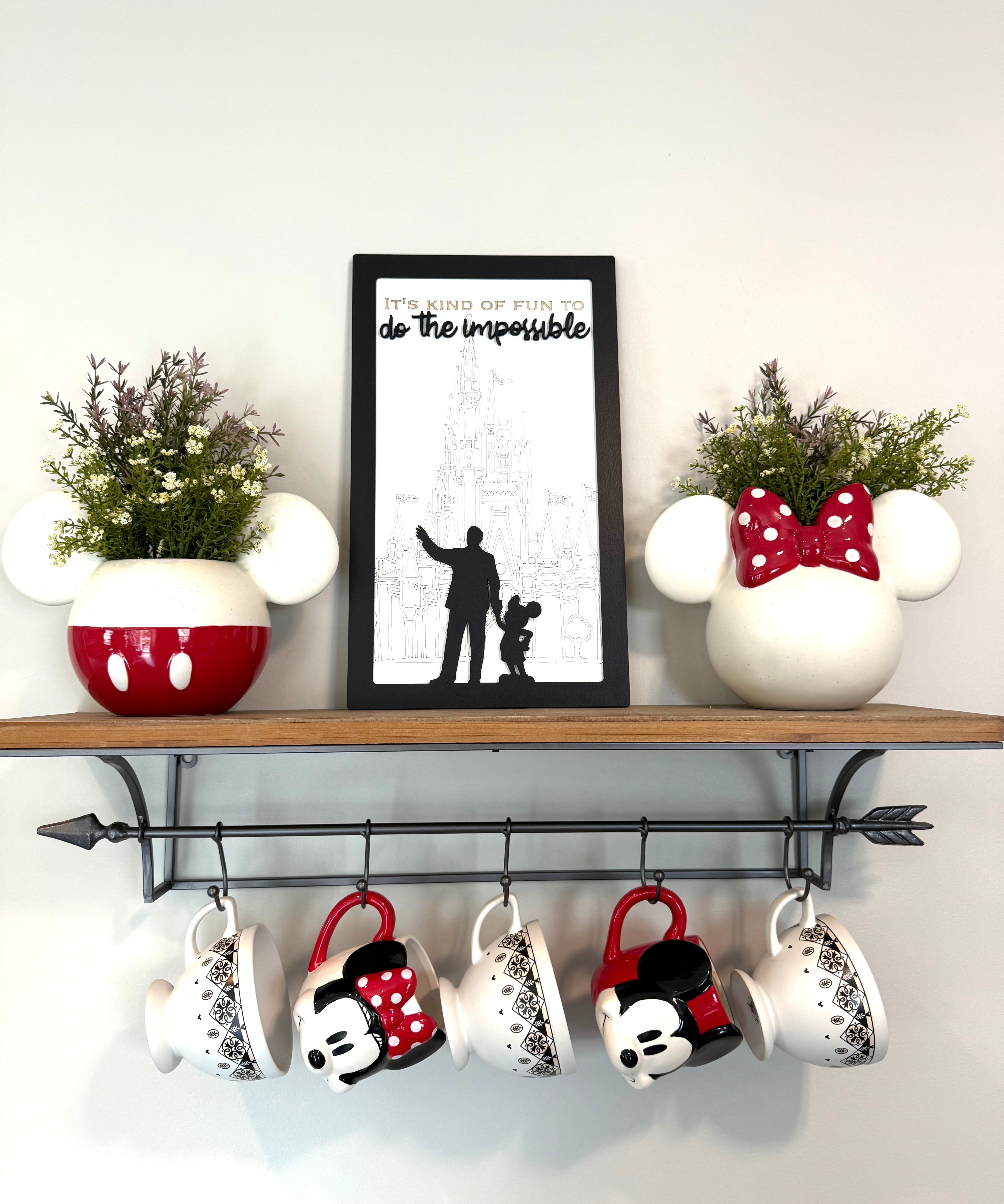 It's Kind Of Fun To Do The Impossible | Partners Silhouette Framed Sign - Handmade by JRW Design Co.