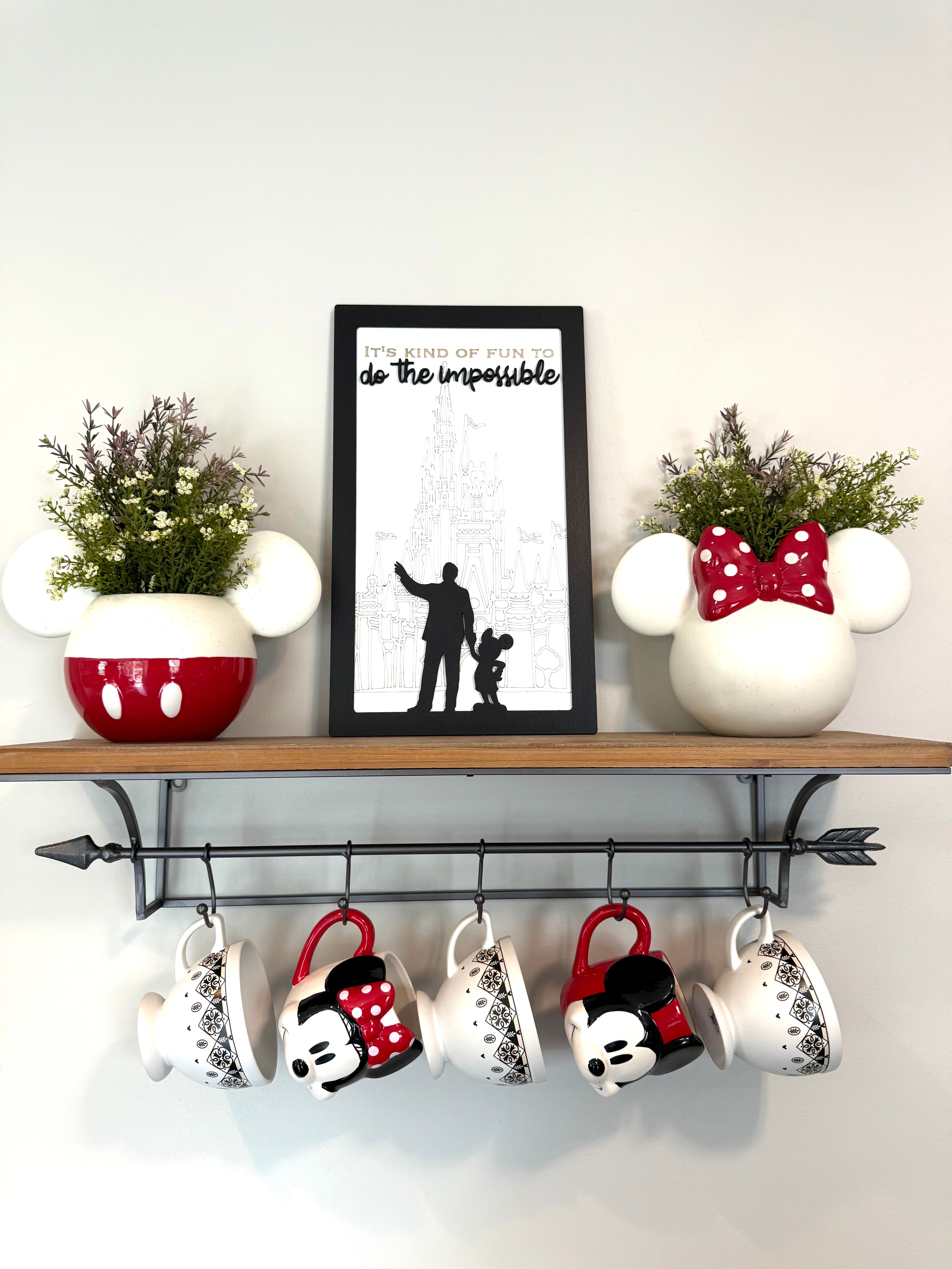 It's Kind Of Fun To Do The Impossible | Partners Silhouette Framed Sign - Handmade by JRW Design Co.