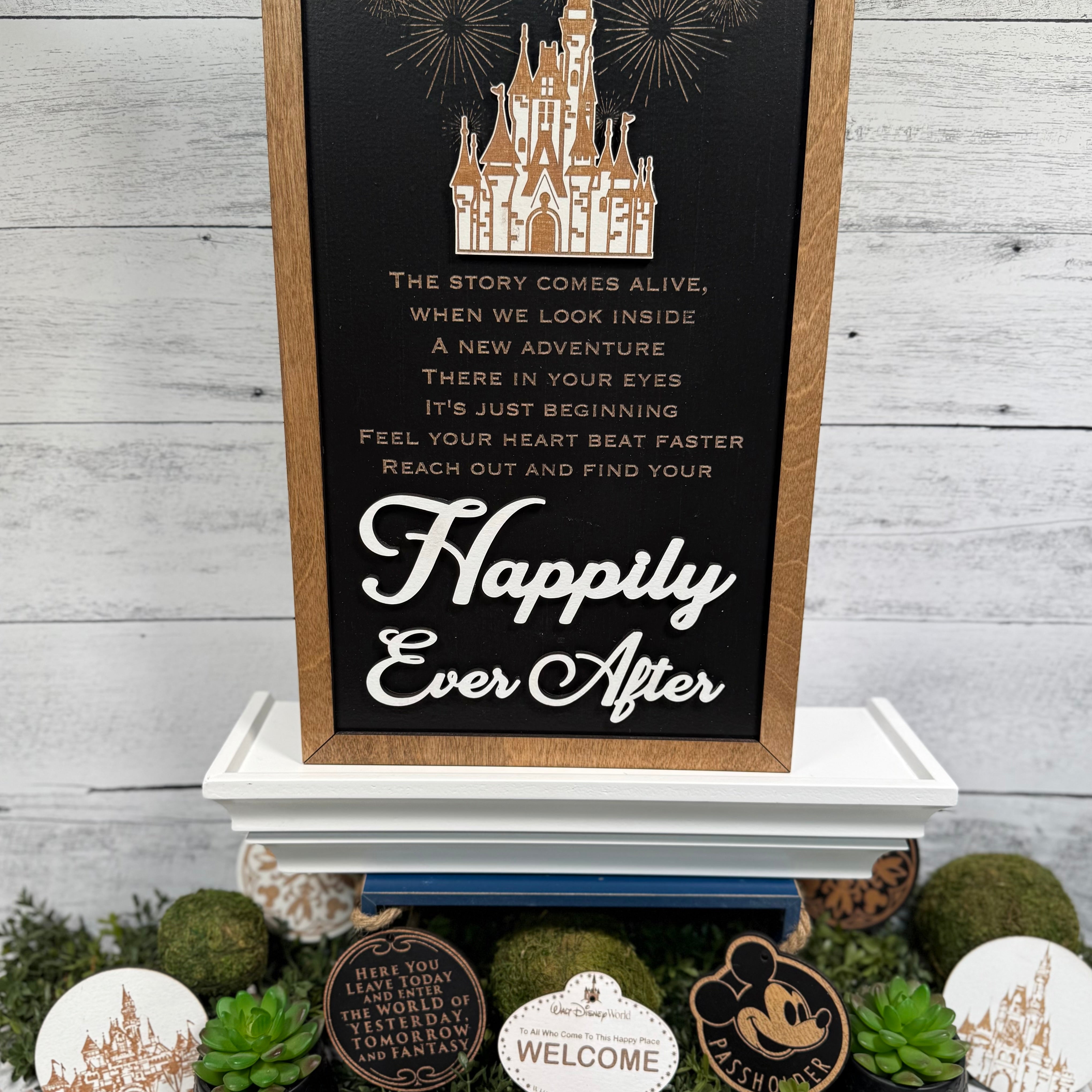 Reach Out And Find Your Happily Ever After | Fireworks Framed Sign - Handmade by JRW Design Co.