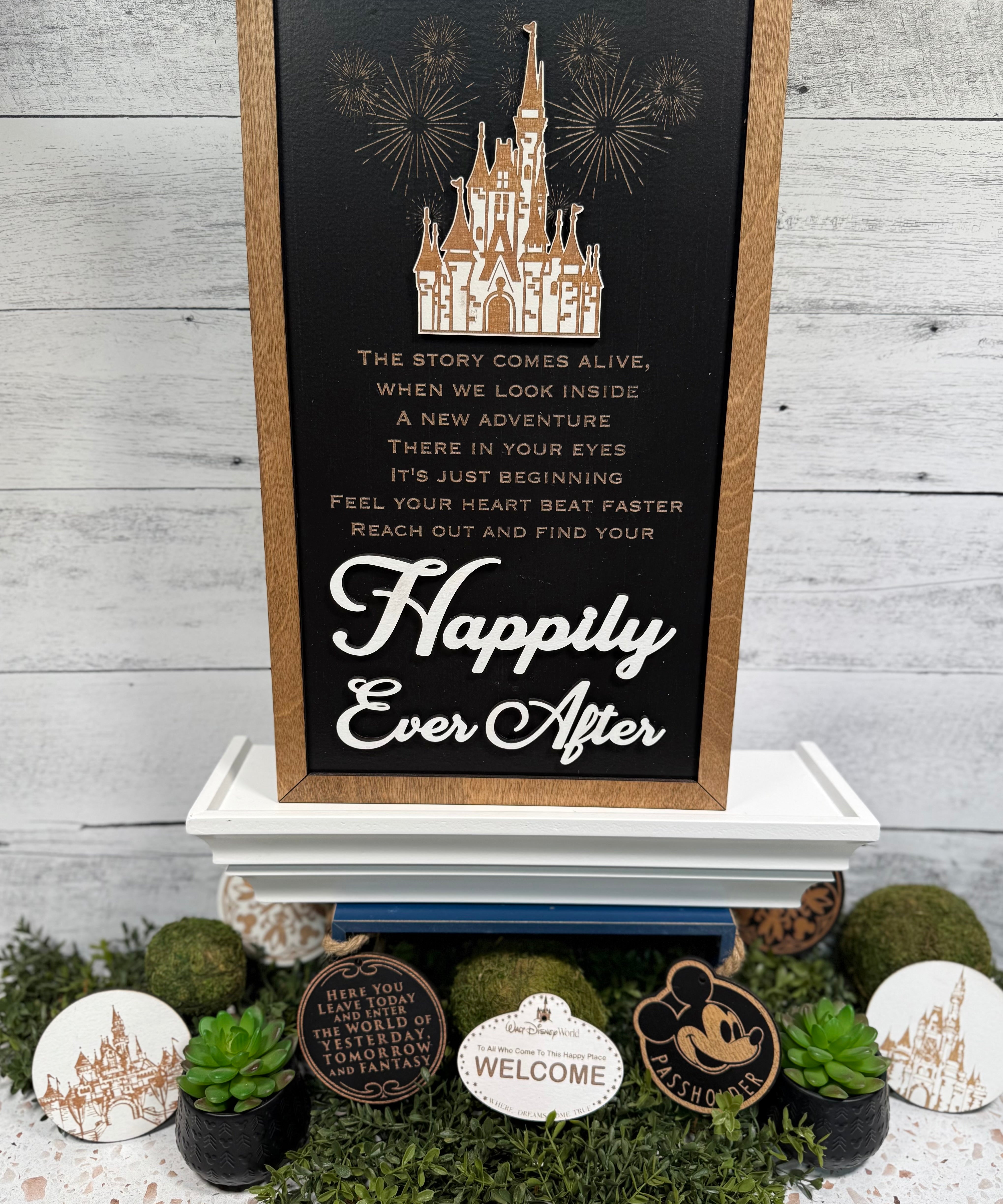 Reach Out And Find Your Happily Ever After | Fireworks Framed Sign - Handmade by JRW Design Co.