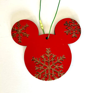 Red Snowflake Mouse Christmas Ornament
