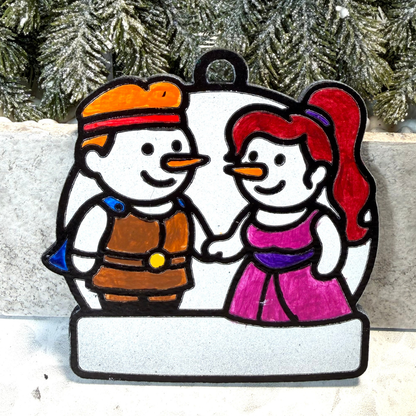Mythical Hero & Heroine Love Story Snowman Ornament—Personalize
